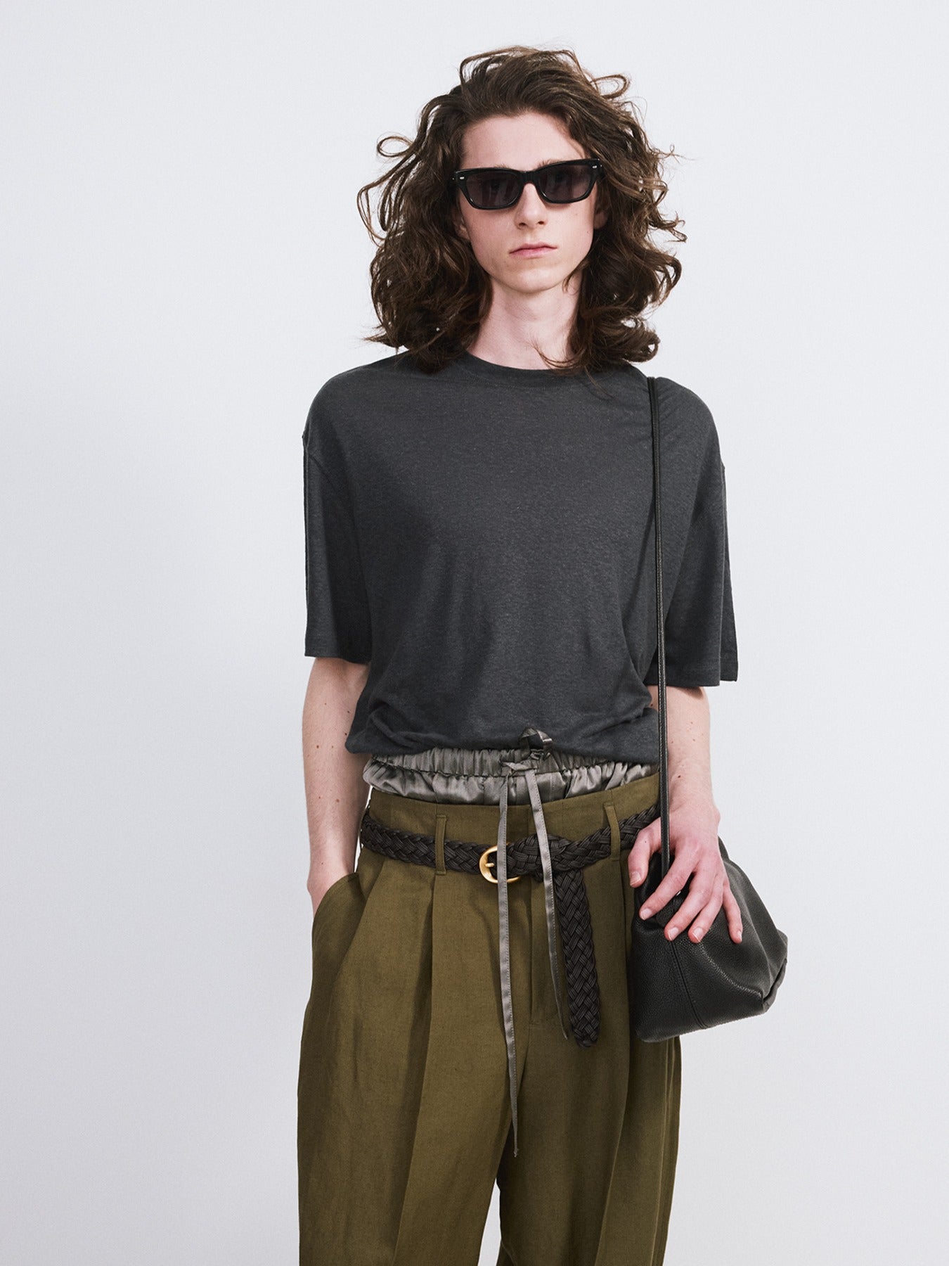 Linen Blend Loose Fit T-Shirt (Indigo Navy)
