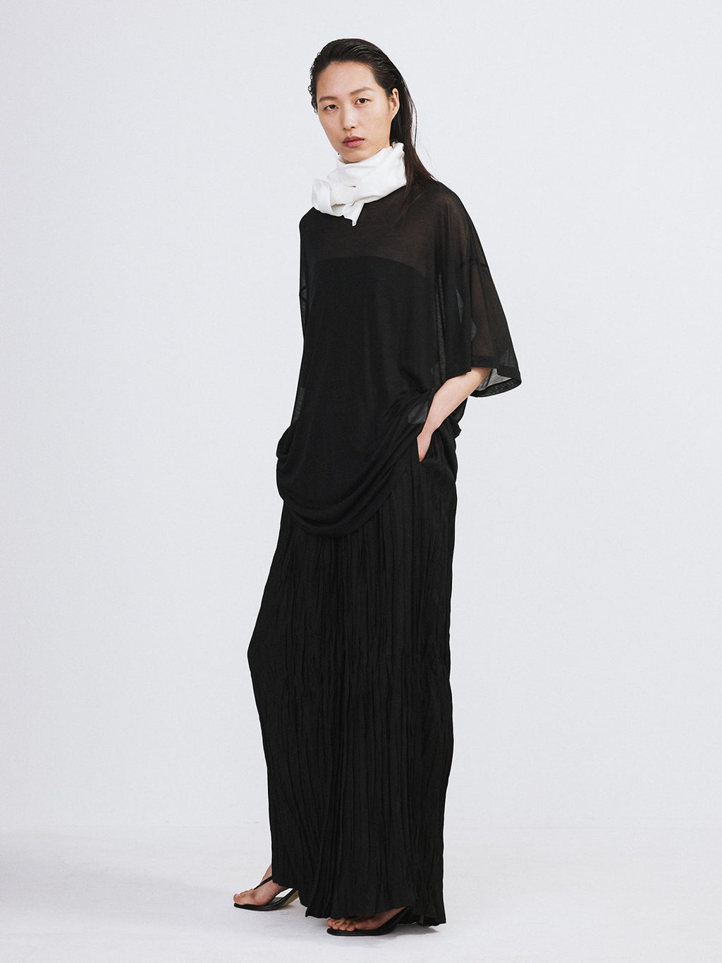 Oversized Sheer T-Shirt (Black)