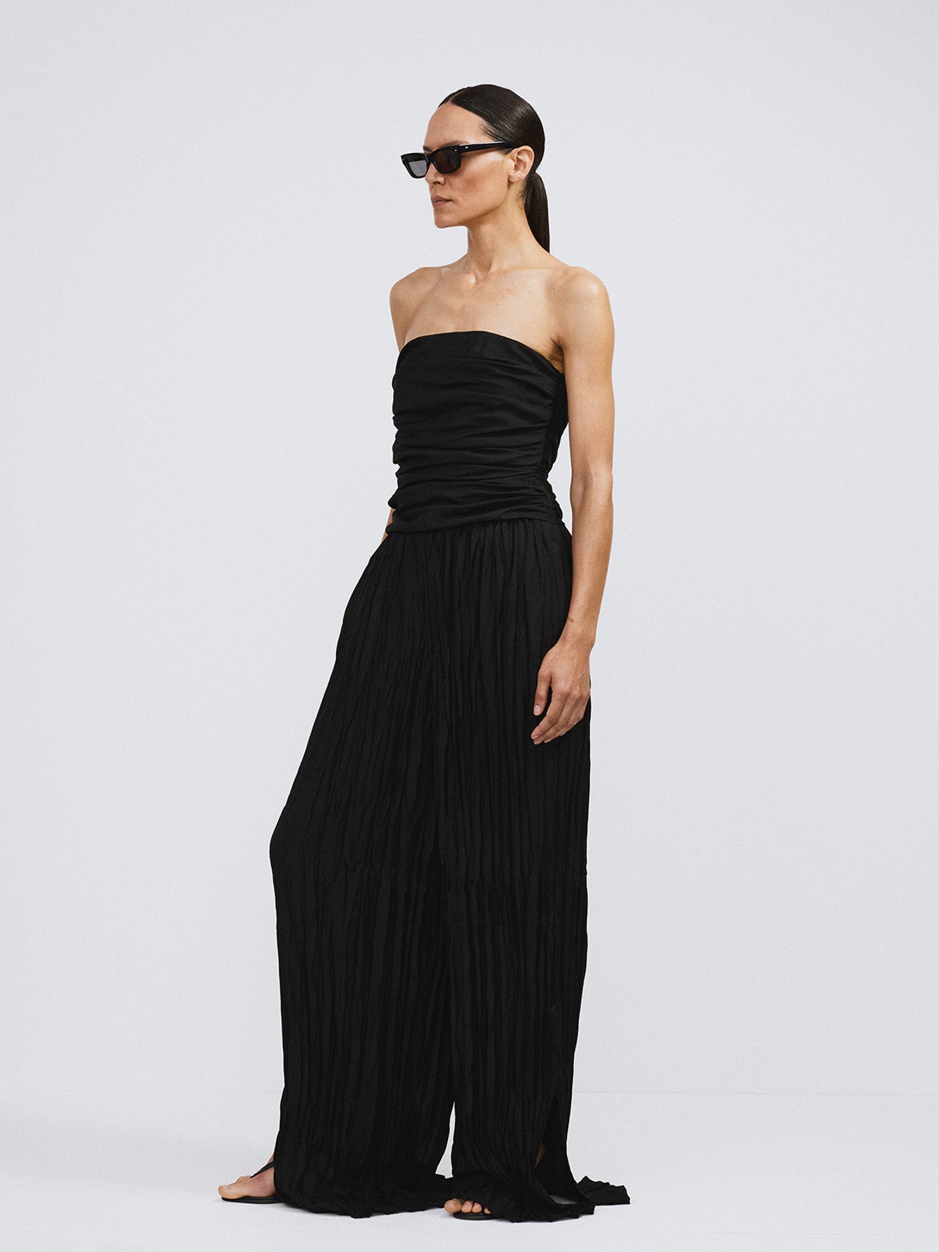 Gathered Bustier Jumpsuit (Black)