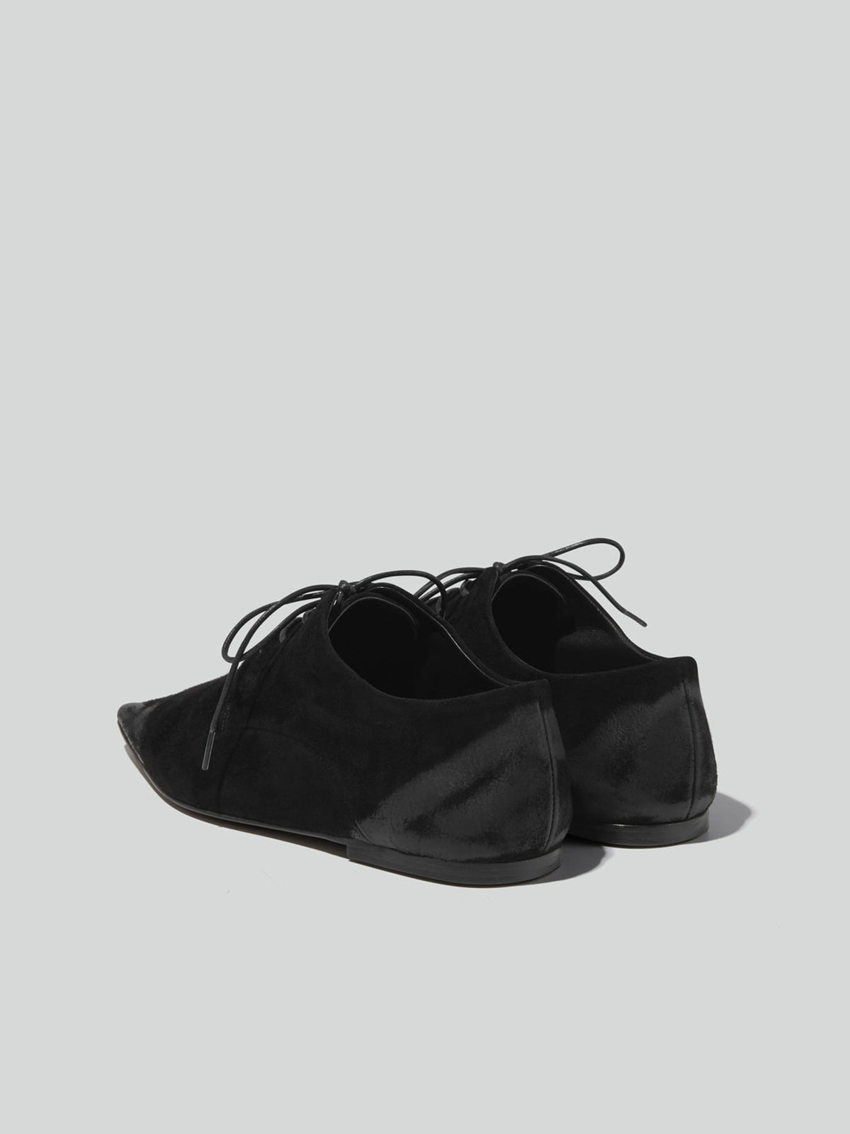 Point Toe Suede Derby Shoes (Black)