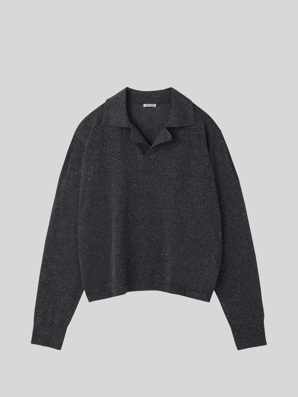 Linen Blend Polo Top (Charcoal Grey)
