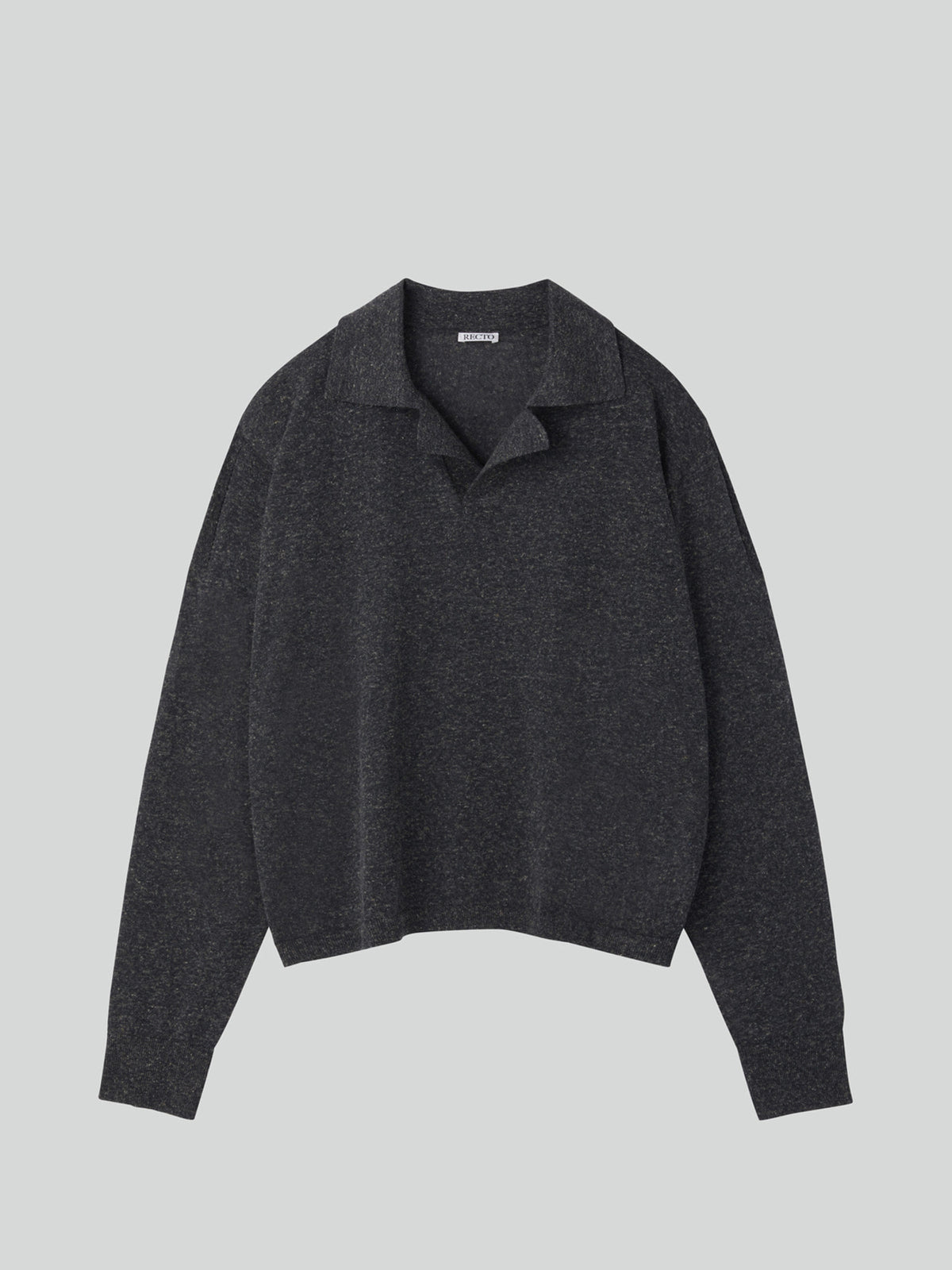 Linen Blend Polo Top (Charcoal Grey)
