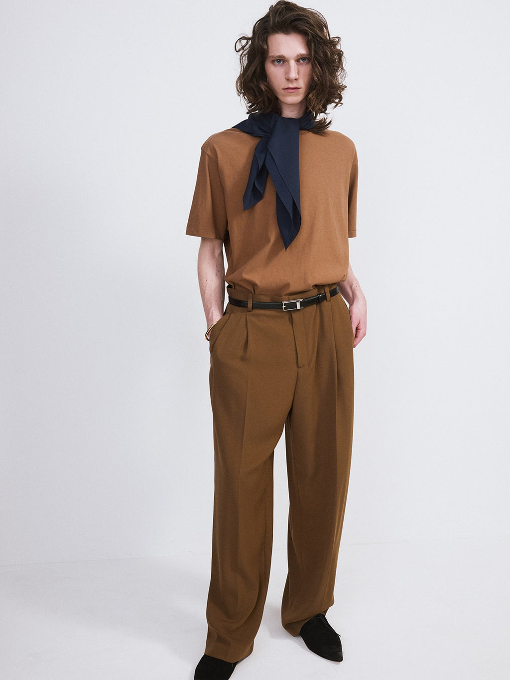 Fluid Tuck Detail Suit Pants (Ochre)