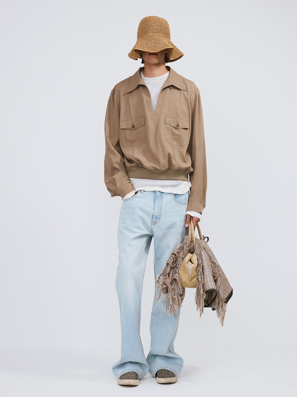 Light Washed Flare Denim (Ice Blue)