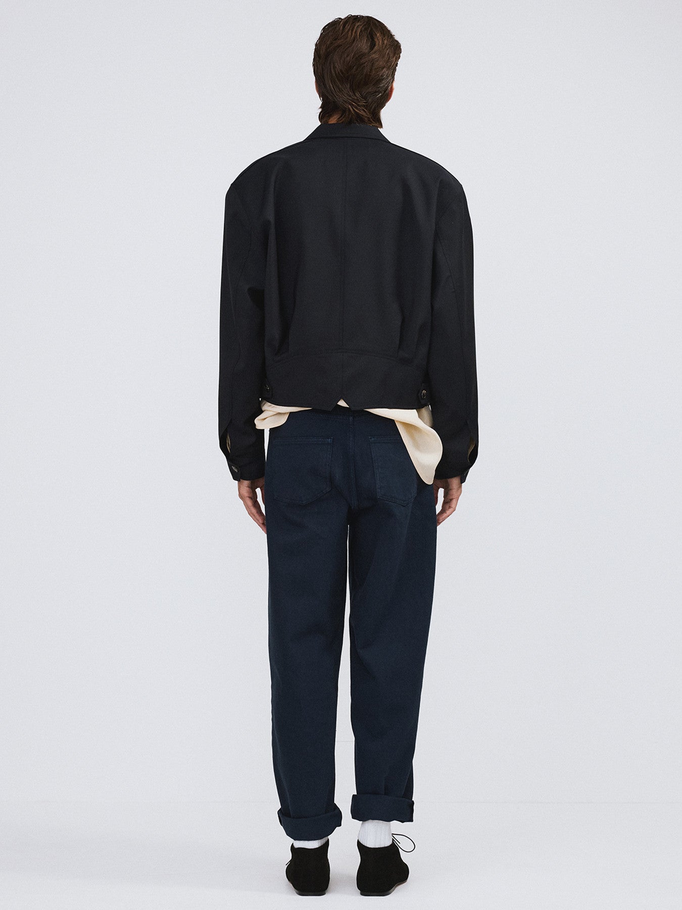 Double Breasted Short Jumper (Dark Navy)