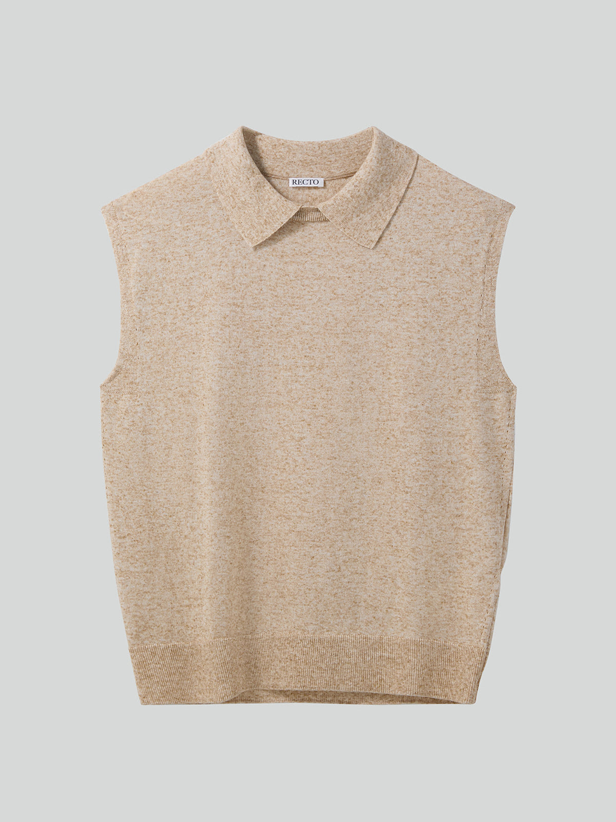 Linen Blend Polo Knit Vest (Oatmeal)