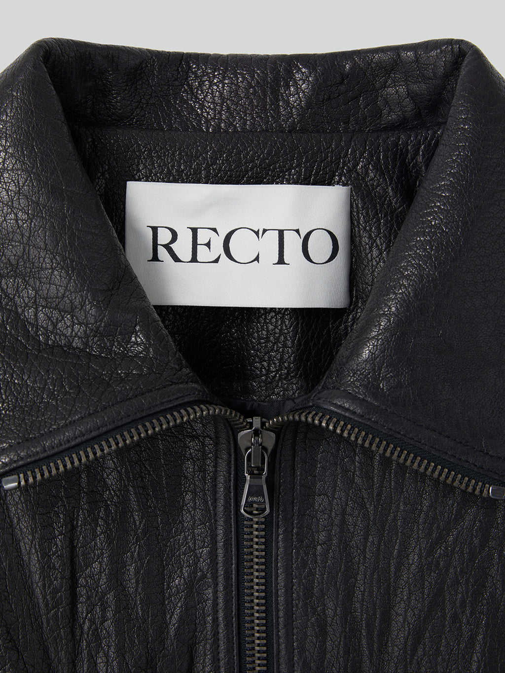 High-Neck Leather Jumper (Black)