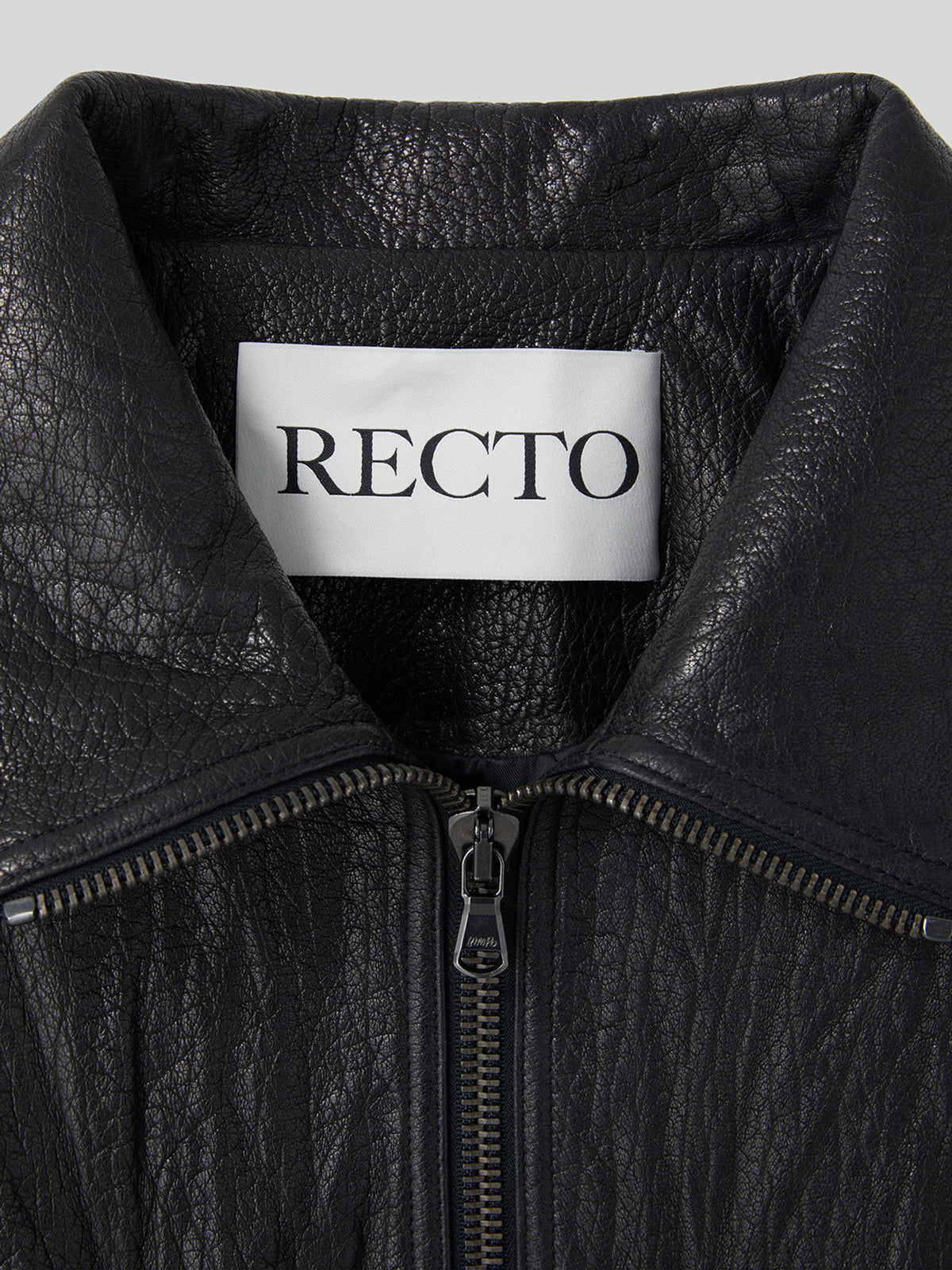 High-Neck Leather Jumper (Black)