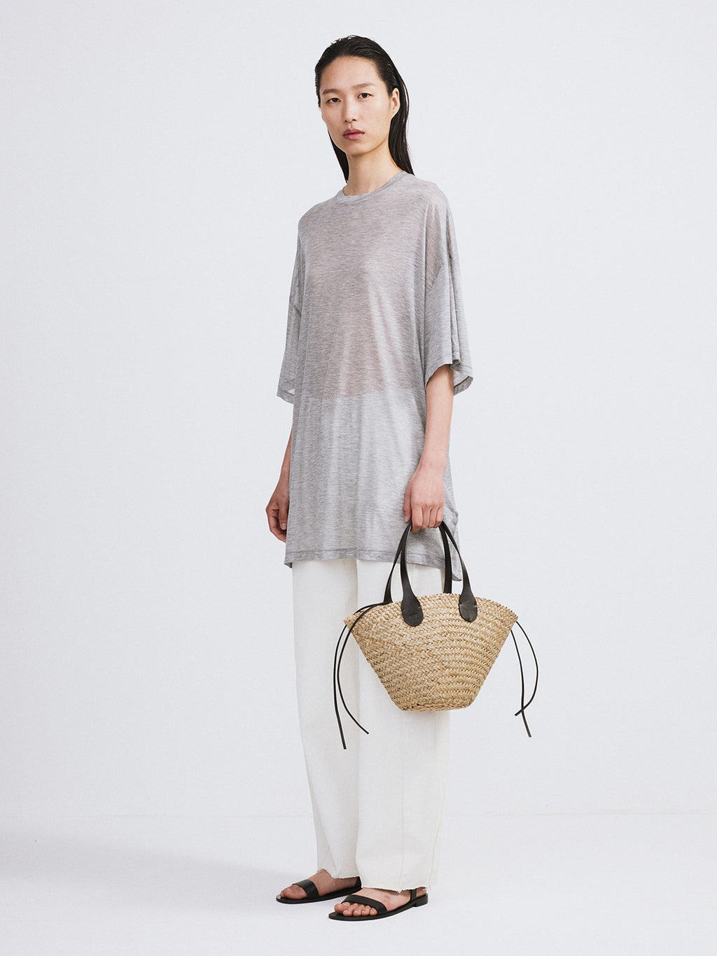 Oversized Sheer T-Shirt (Melange Grey)