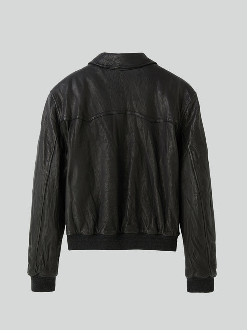 Ben Crinkle Leather Jumper (Black)