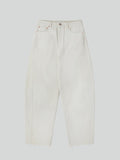 Painted Detail Curved Denim Pants (Ecru)