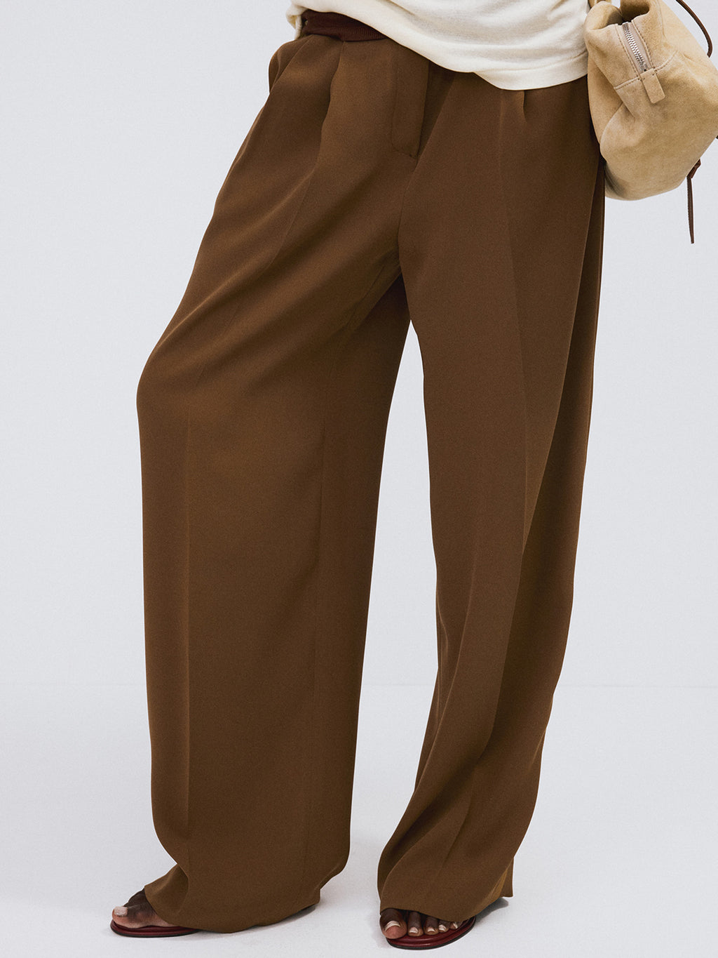 Tuxedo Detail Fluid Suit Pants (Ochre)