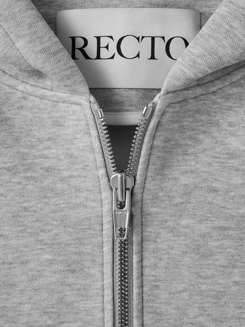 Logo Detail Hoodie Zip-Up (Melange Grey)