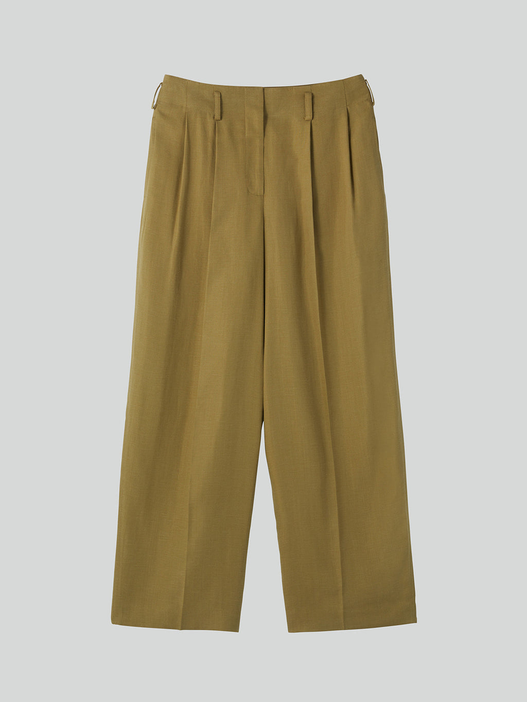 Linen Blend Pleated Pants (Beige Khaki)