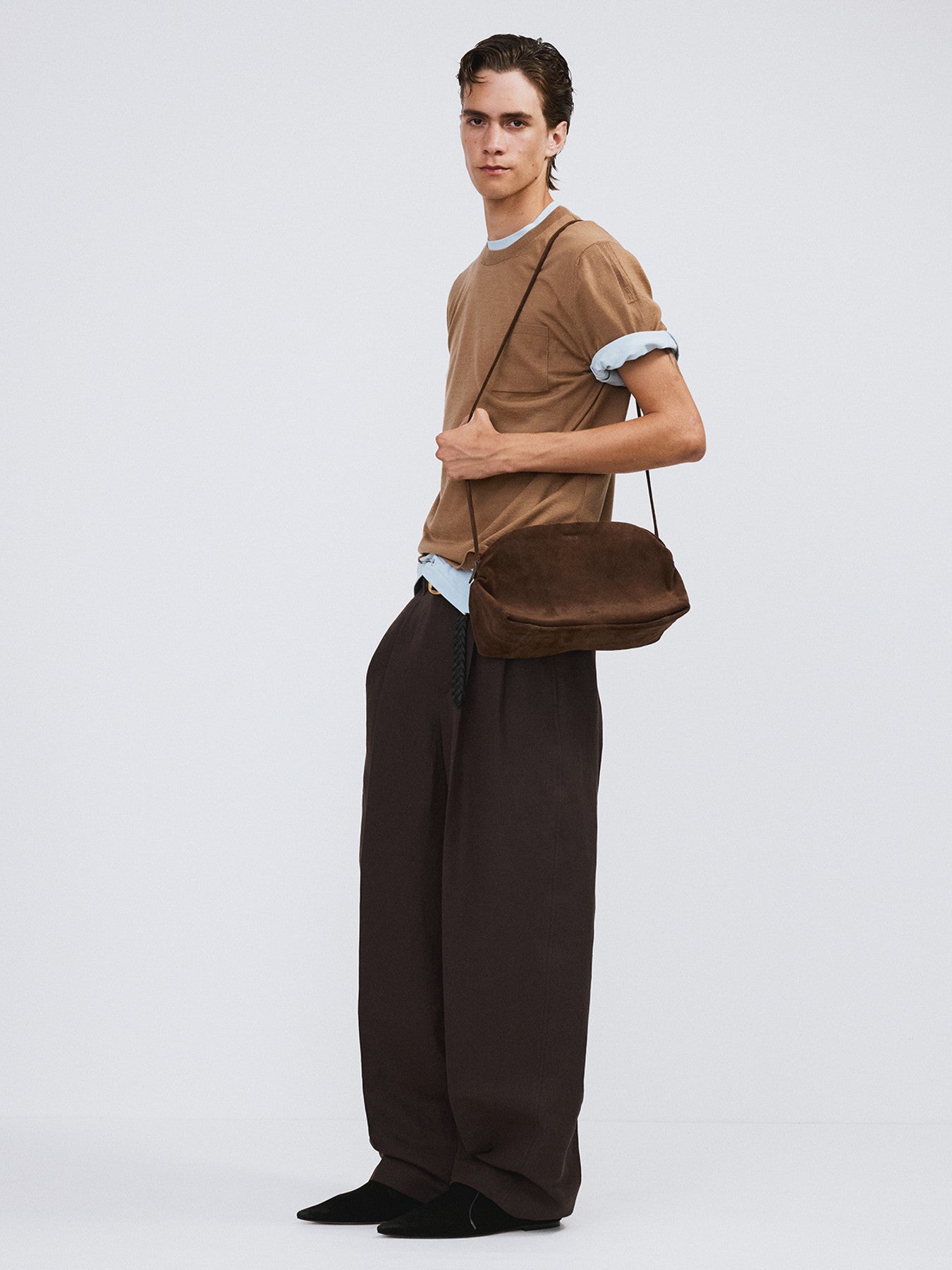 Linen Blend Pleated Pants (Dark Chocolate)