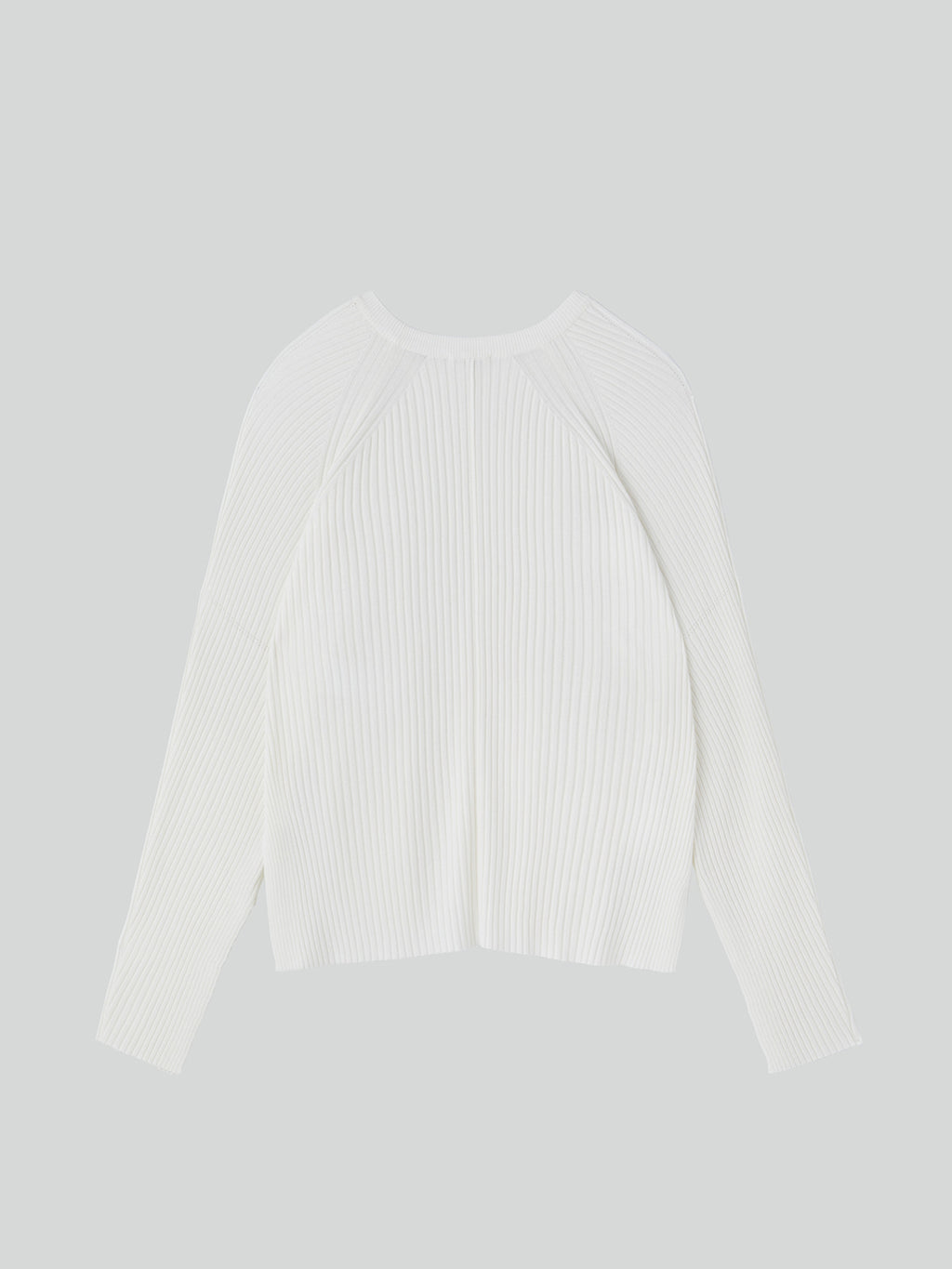 Slit-Cuffs Ribbed Knit Top (Ivory)