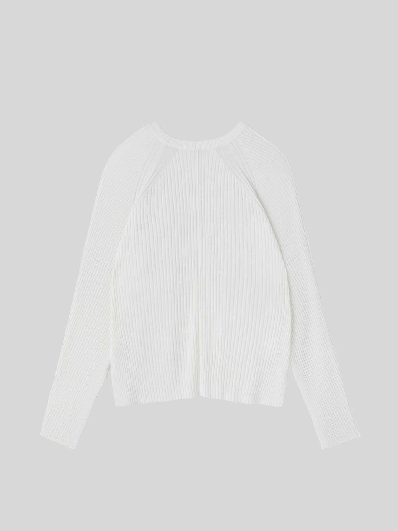 Slit-Cuffs Ribbed Knit Top (Ivory)