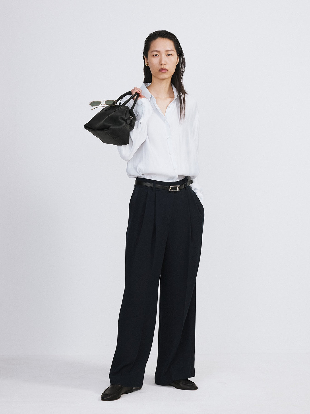 Oversized Sheer Shirt (White Grey)