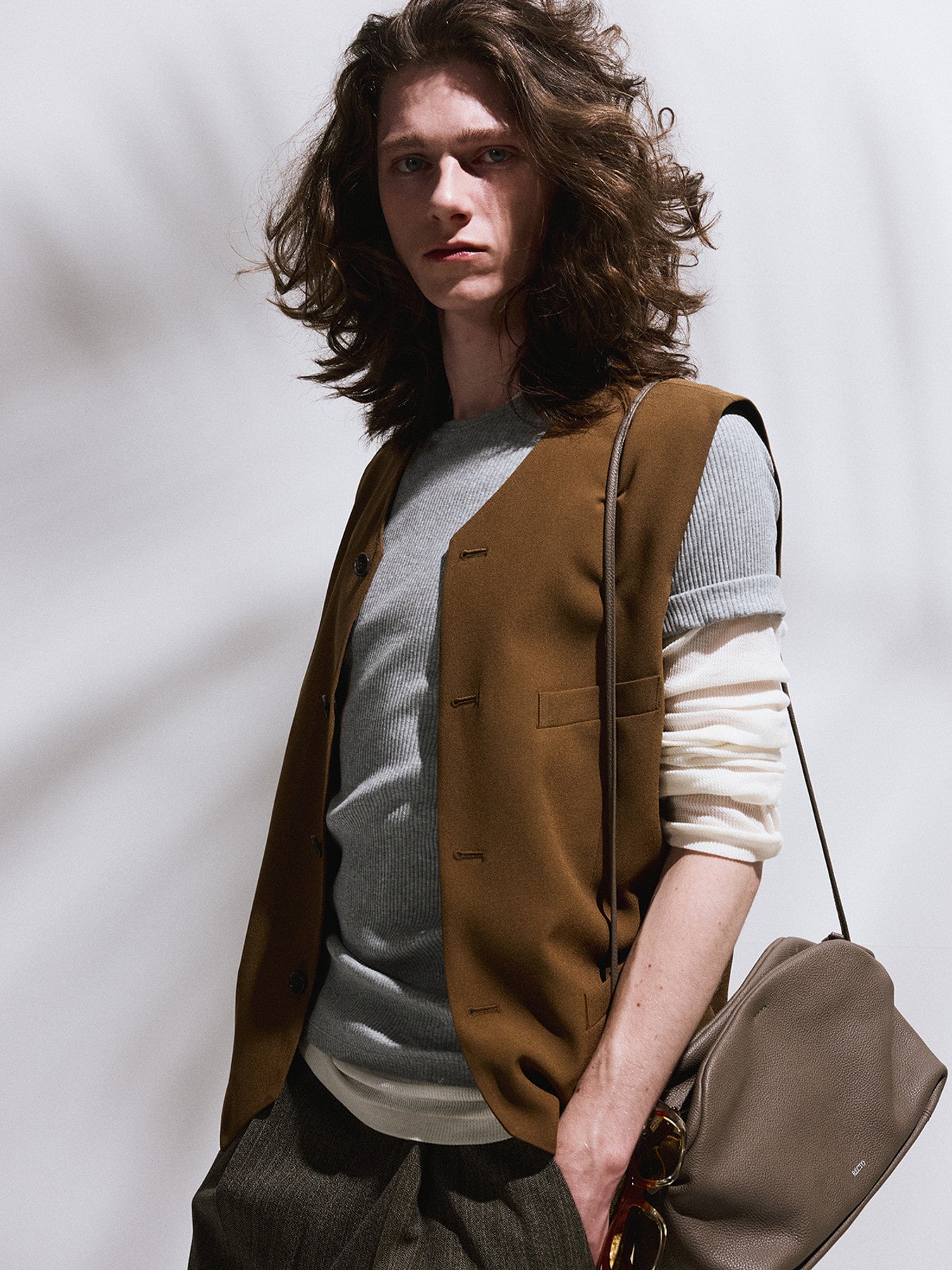 Strap Detail Suit Vest (Ochre)