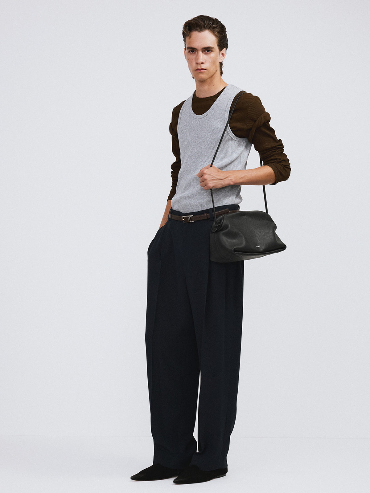 Ribbed Jersey Long-Sleeve Top (Khaki Brown)