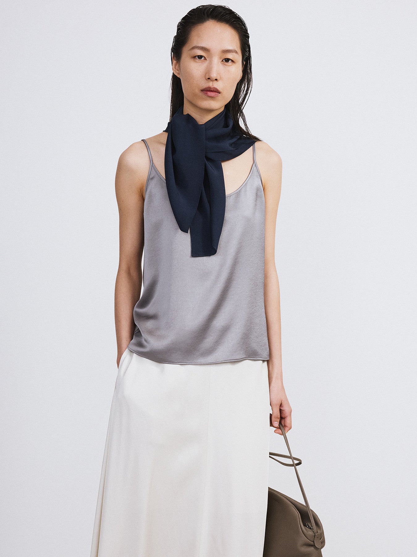 Back Drape Camisole Top (Stone Grey)