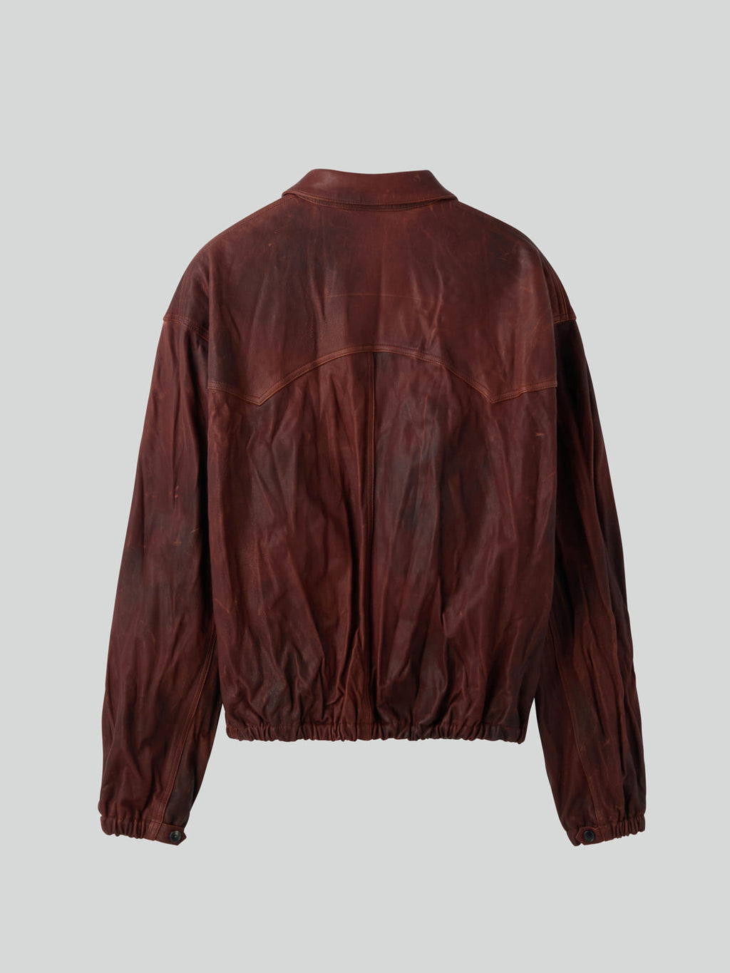 Vintage Effect Leather Jumper (Red Brown)