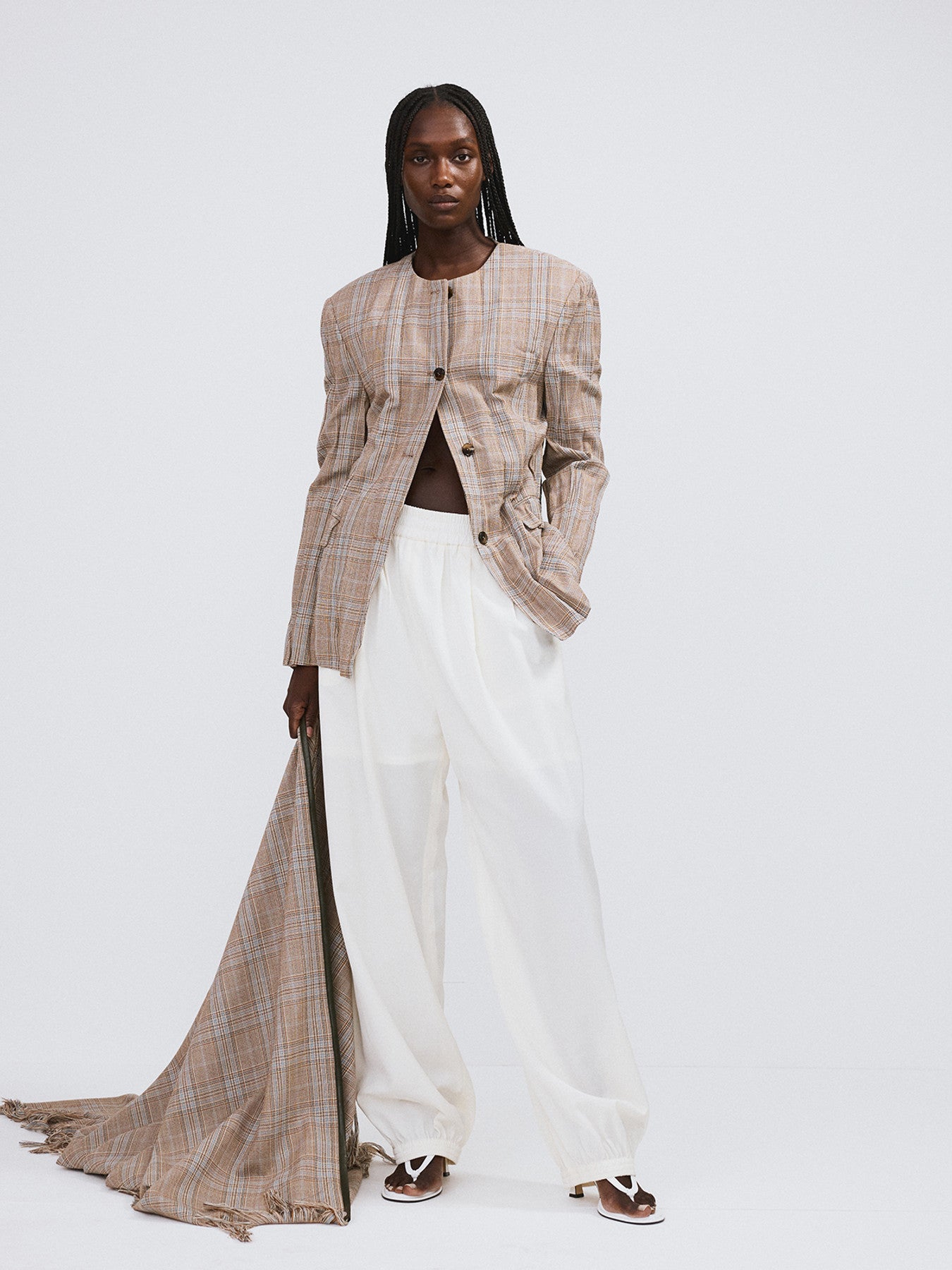 Crinkle Vintage Check Jacket (Camel)