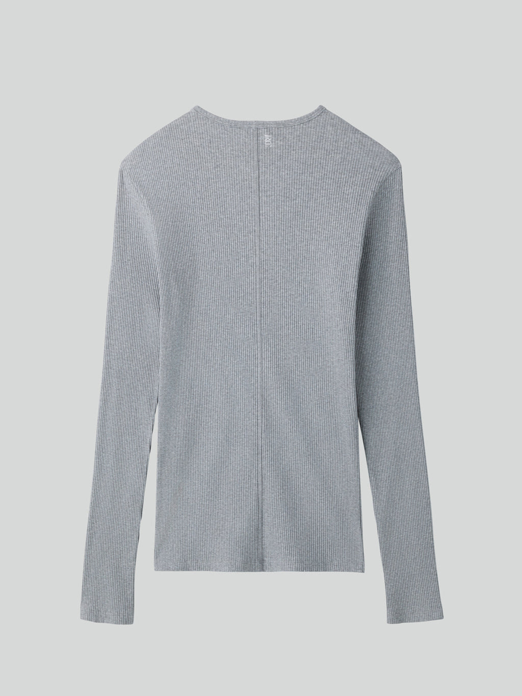 Ribbed Jersey Long-Sleeve Top (Melange Grey)
