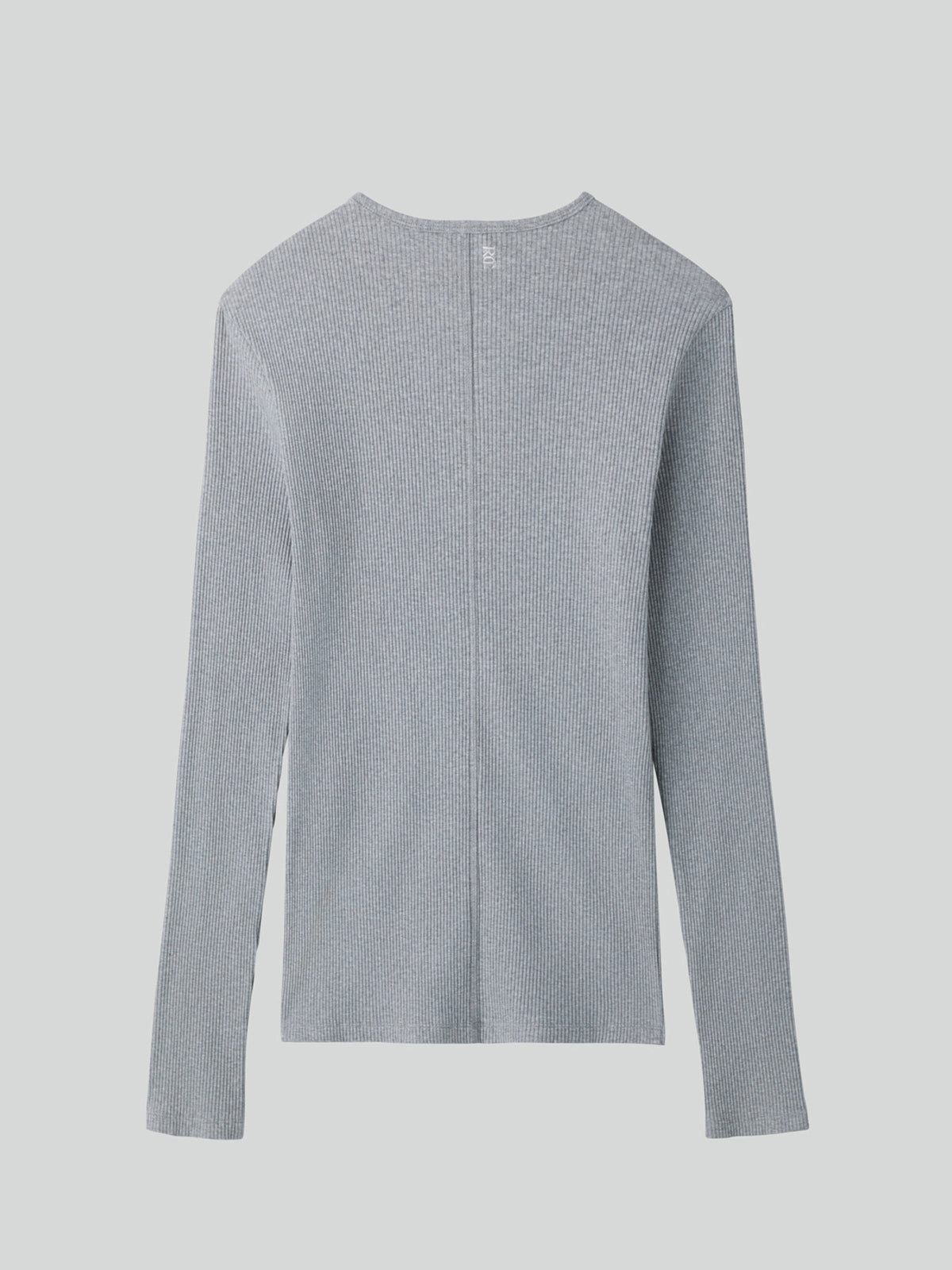 Ribbed Jersey Long-Sleeve Top (Melange Grey)