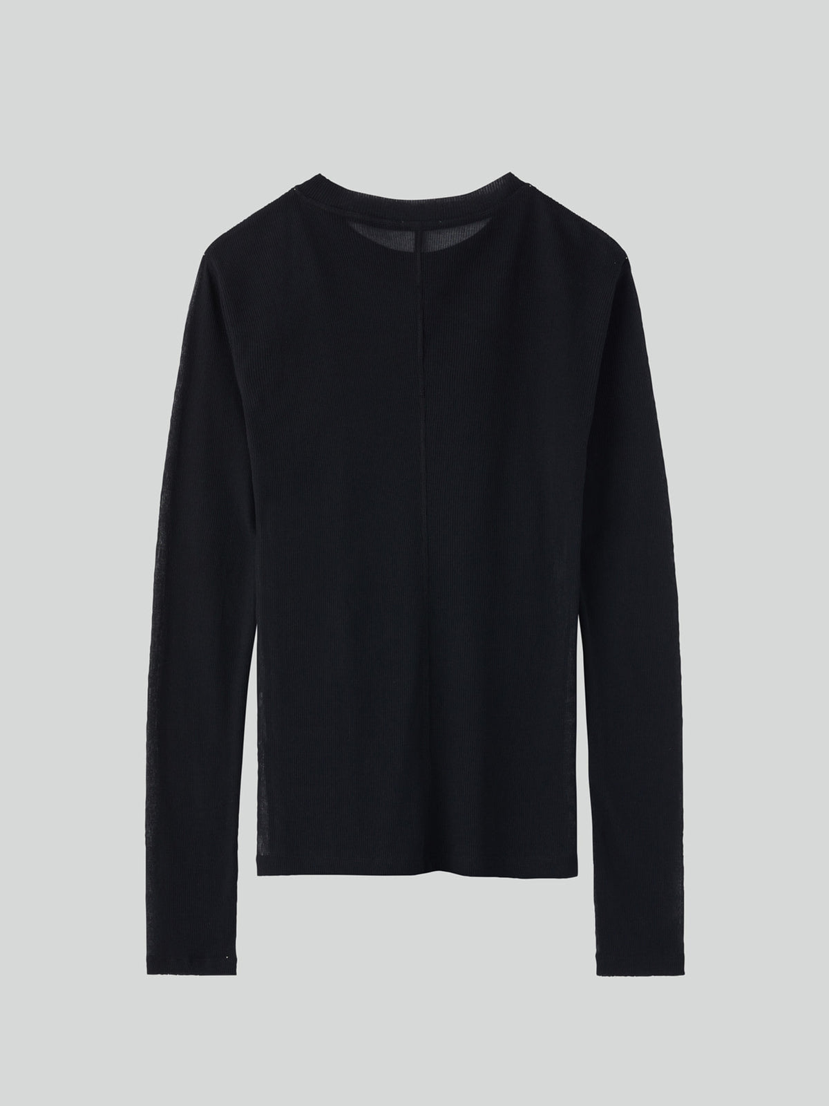 Sheer Jersey Long Sleeve Top (Black)