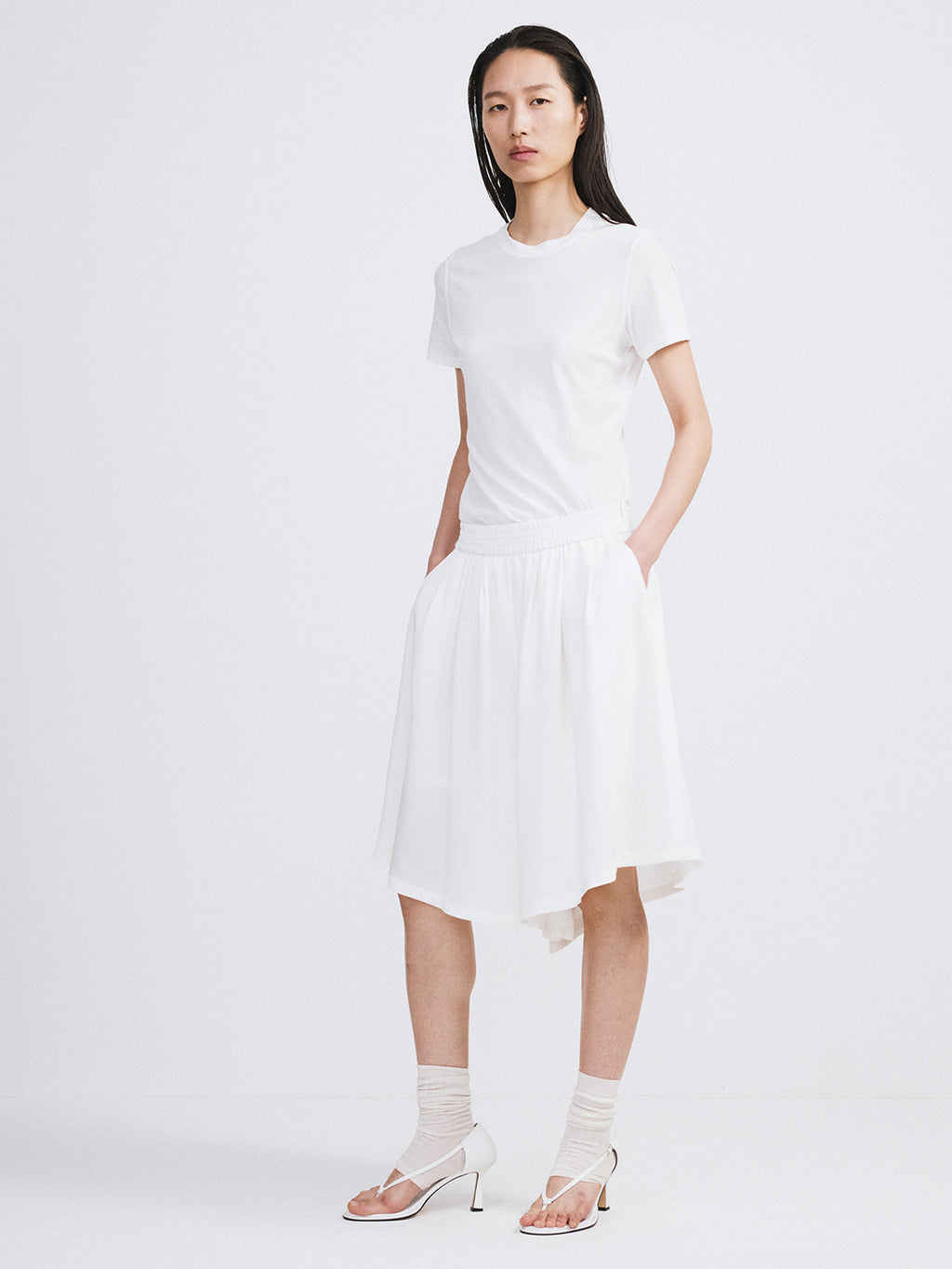Banding Wide Culotte Pants (Ivory)