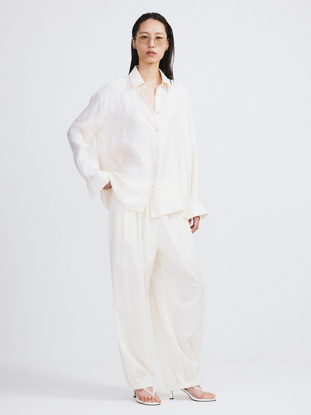 Oversized Sheer Shirt (Cream)