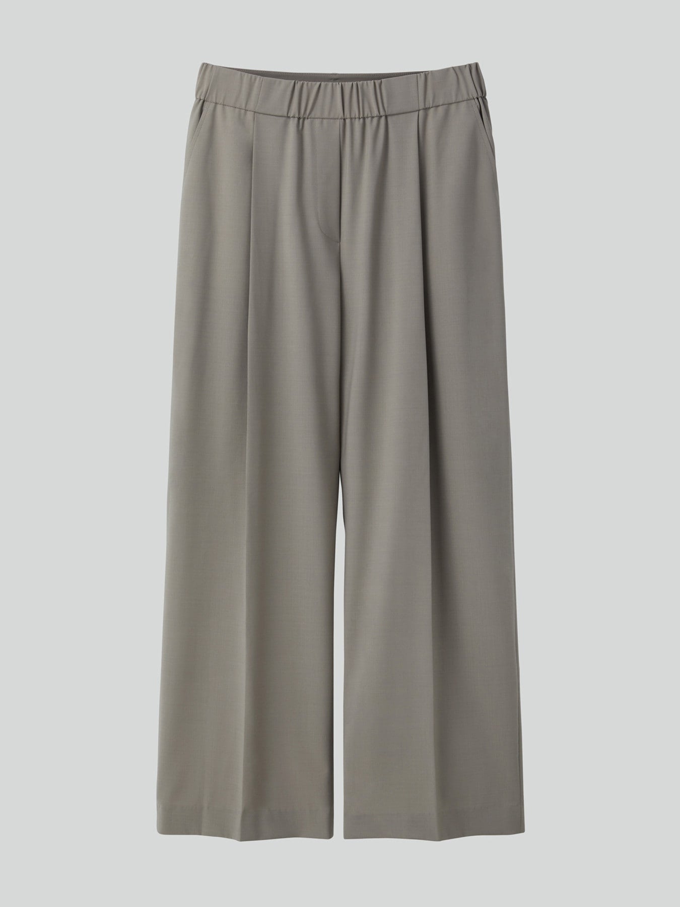Banding Waist Wide Pants (Taupe Grey)