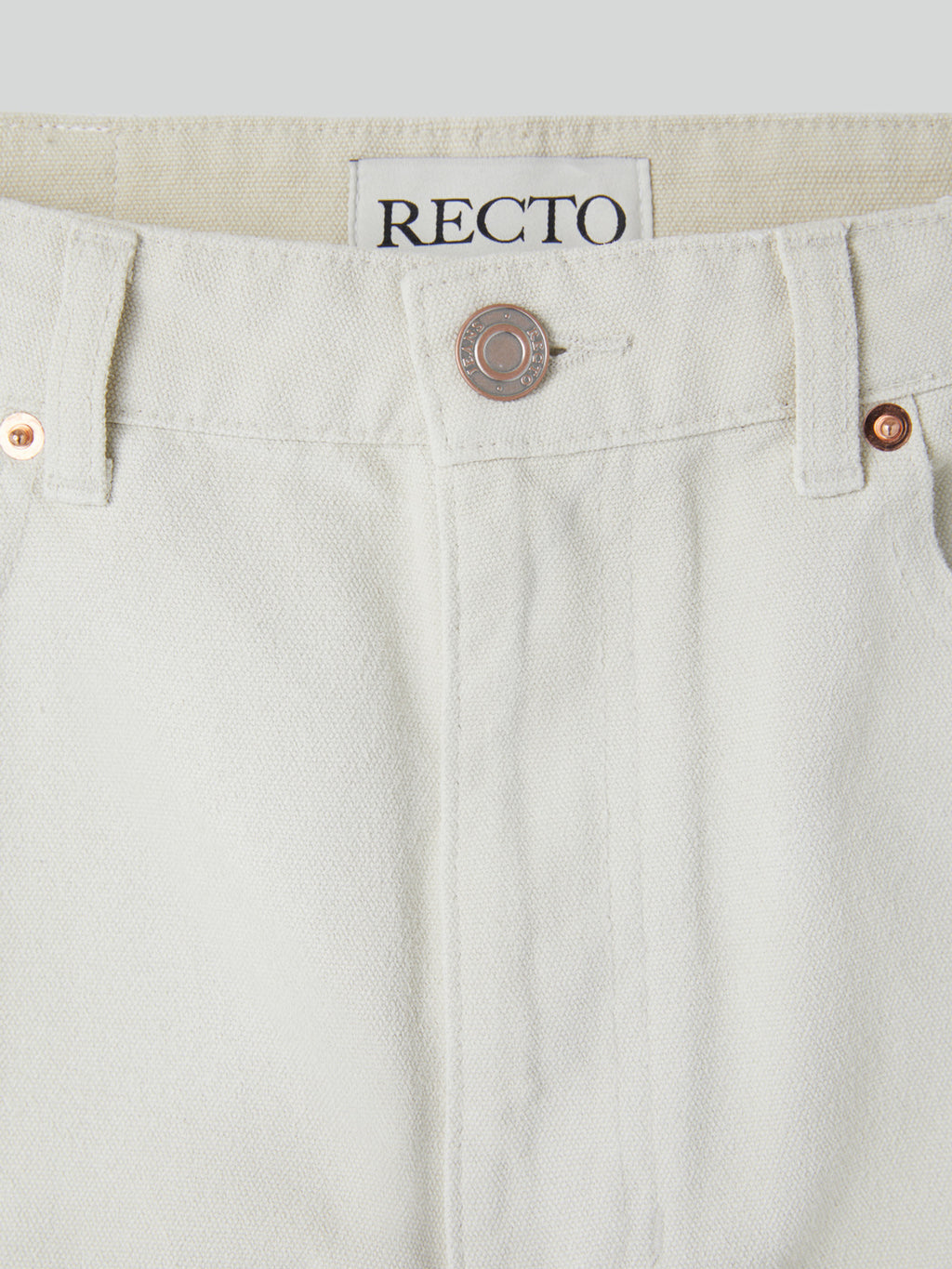 Painted Detail Curved Denim Pants (Ecru)