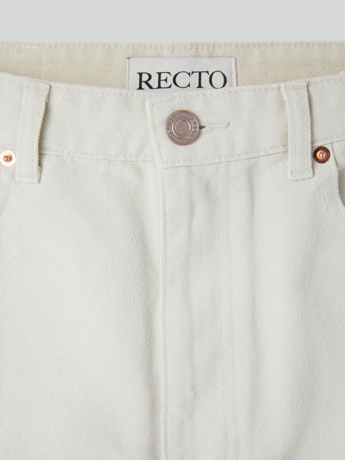 Painted Detail Curved Denim Pants (Ecru)