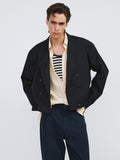 Double Breasted Short Jumper (Dark Navy)