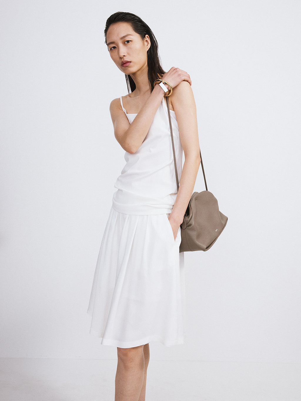 Slim Fit Long Top (Off White)