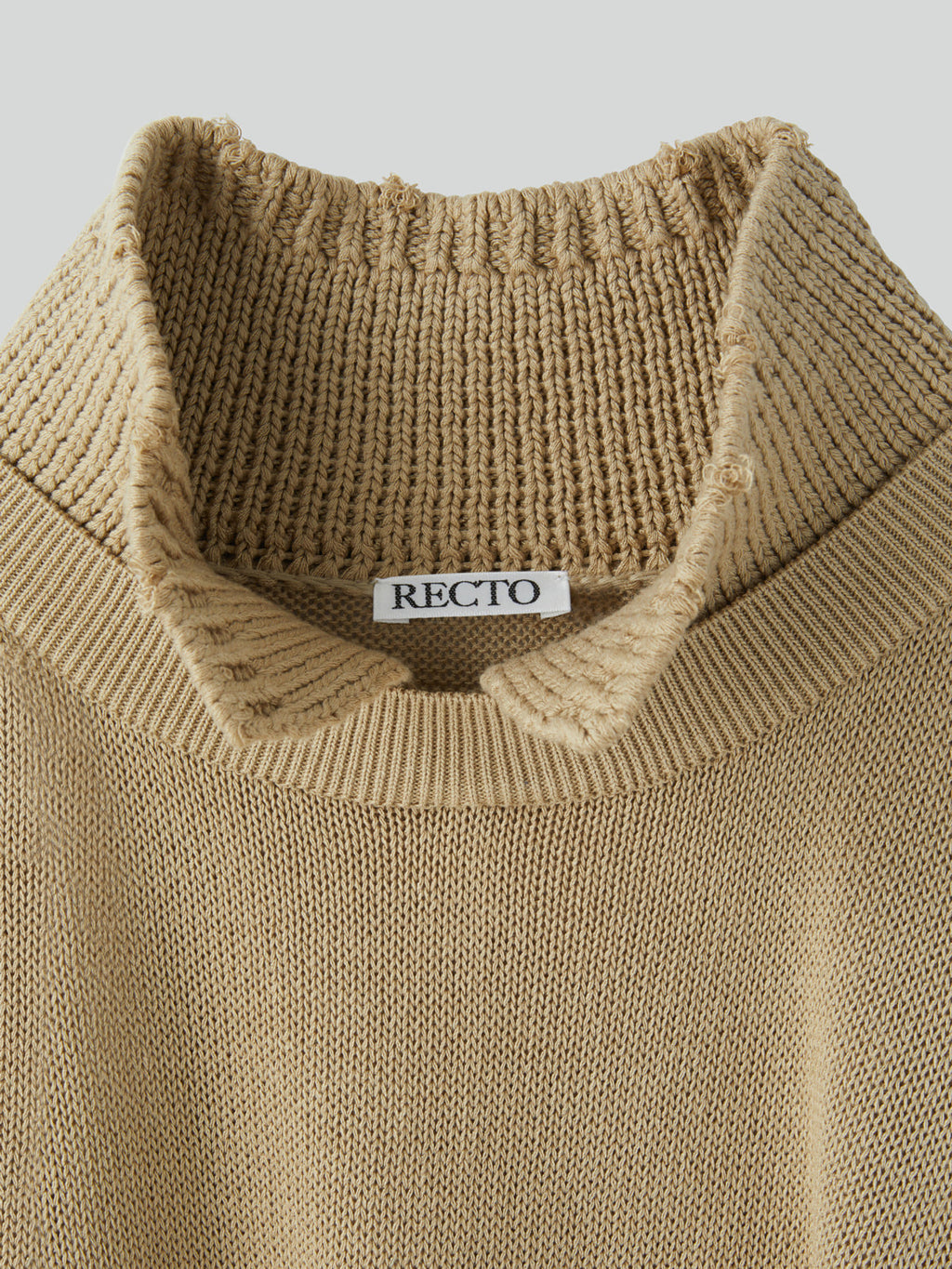 Waffle Collar Knit Top (Beige Khaki)