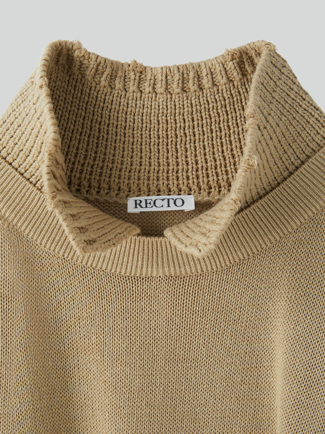 Waffle Collar Knit Top (Beige Khaki)