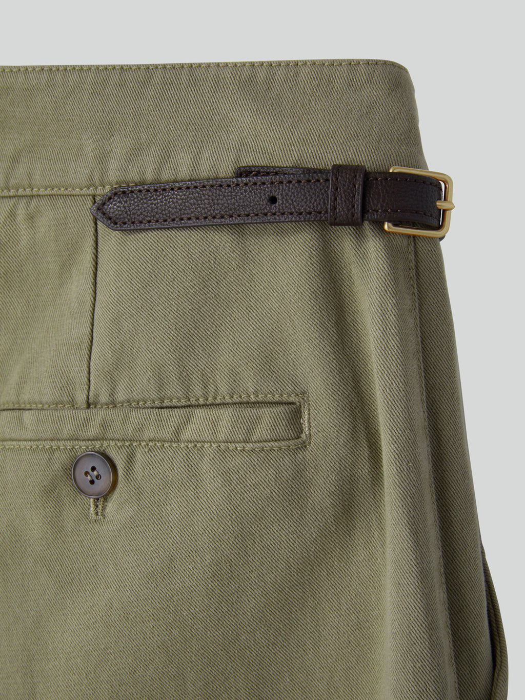 Waist Belt Detail Cotton Pants (Light Khaki)