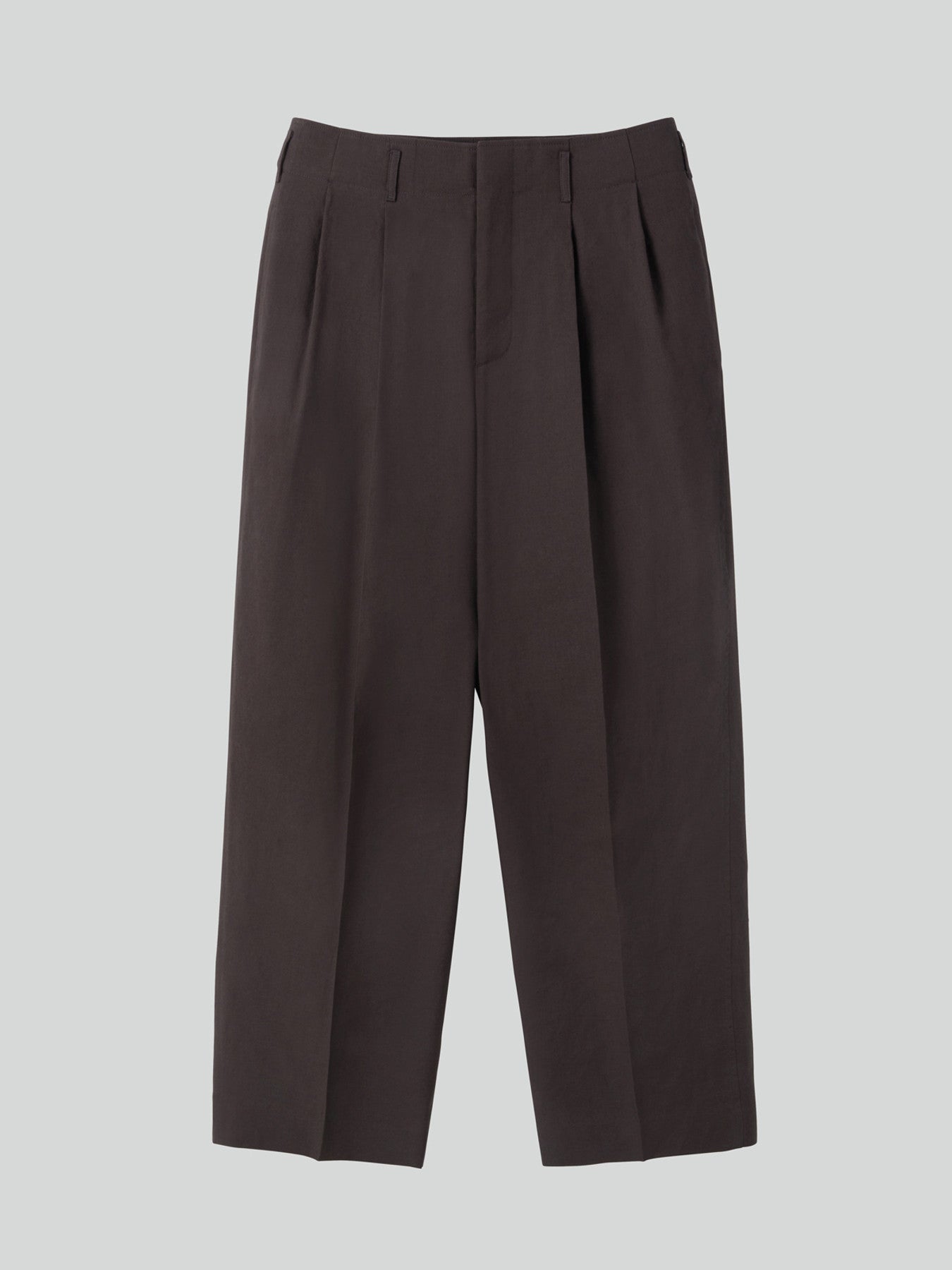 Linen Blend Pleated Pants (Dark Chocolate)