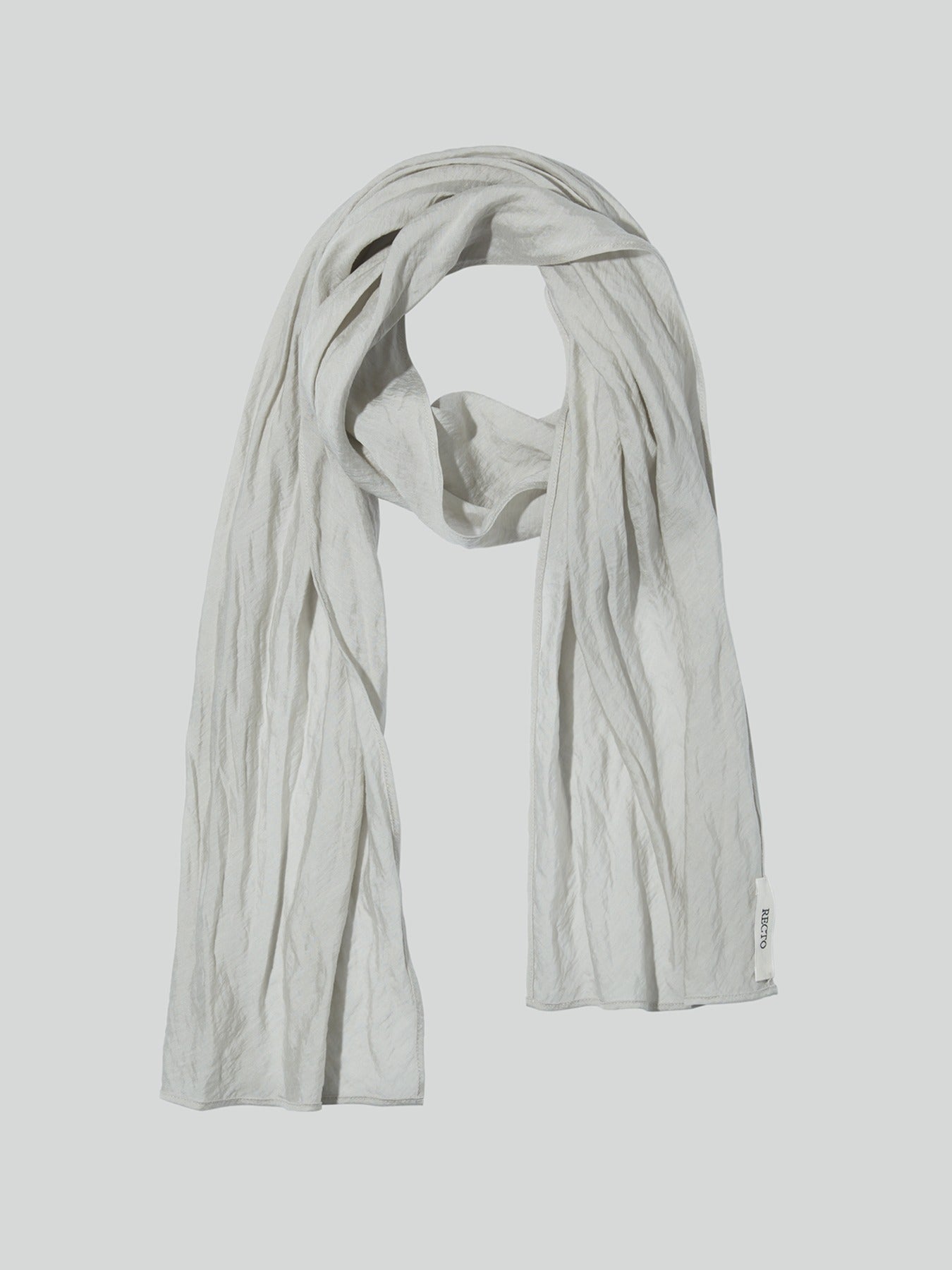 Silk Blend Gathered Tie Scarf (Taupe)