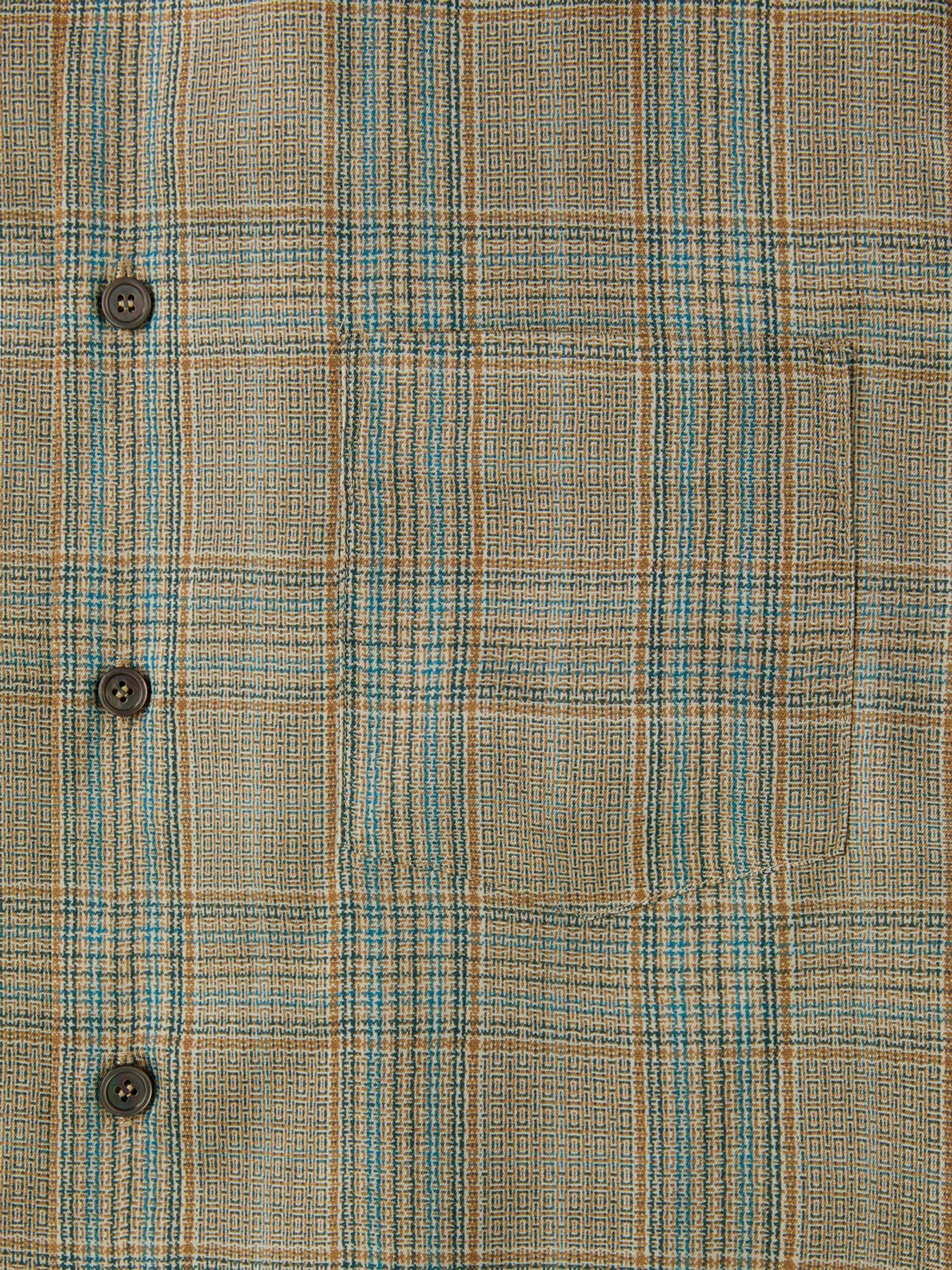 '70s Vintage Check Shirt (Beige Khaki)