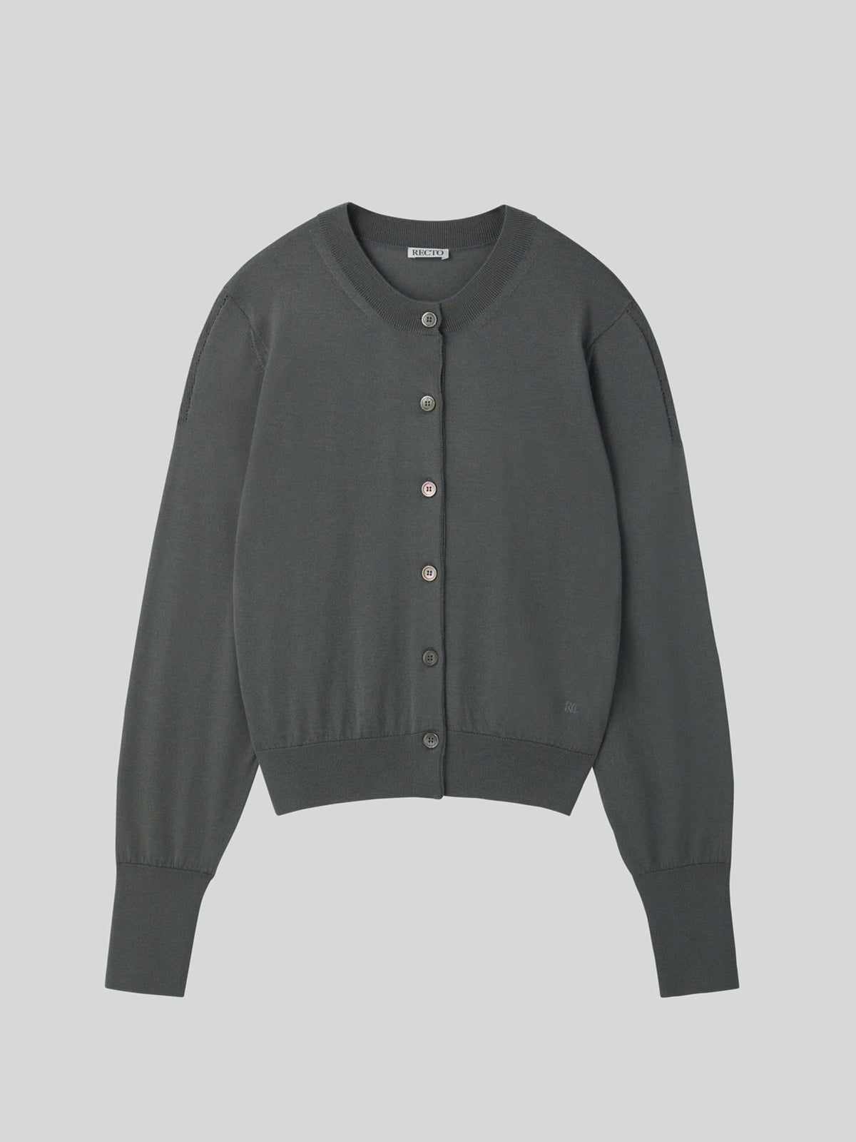 Silk-Cashmere Knit Cardigan (Midnight Grey)