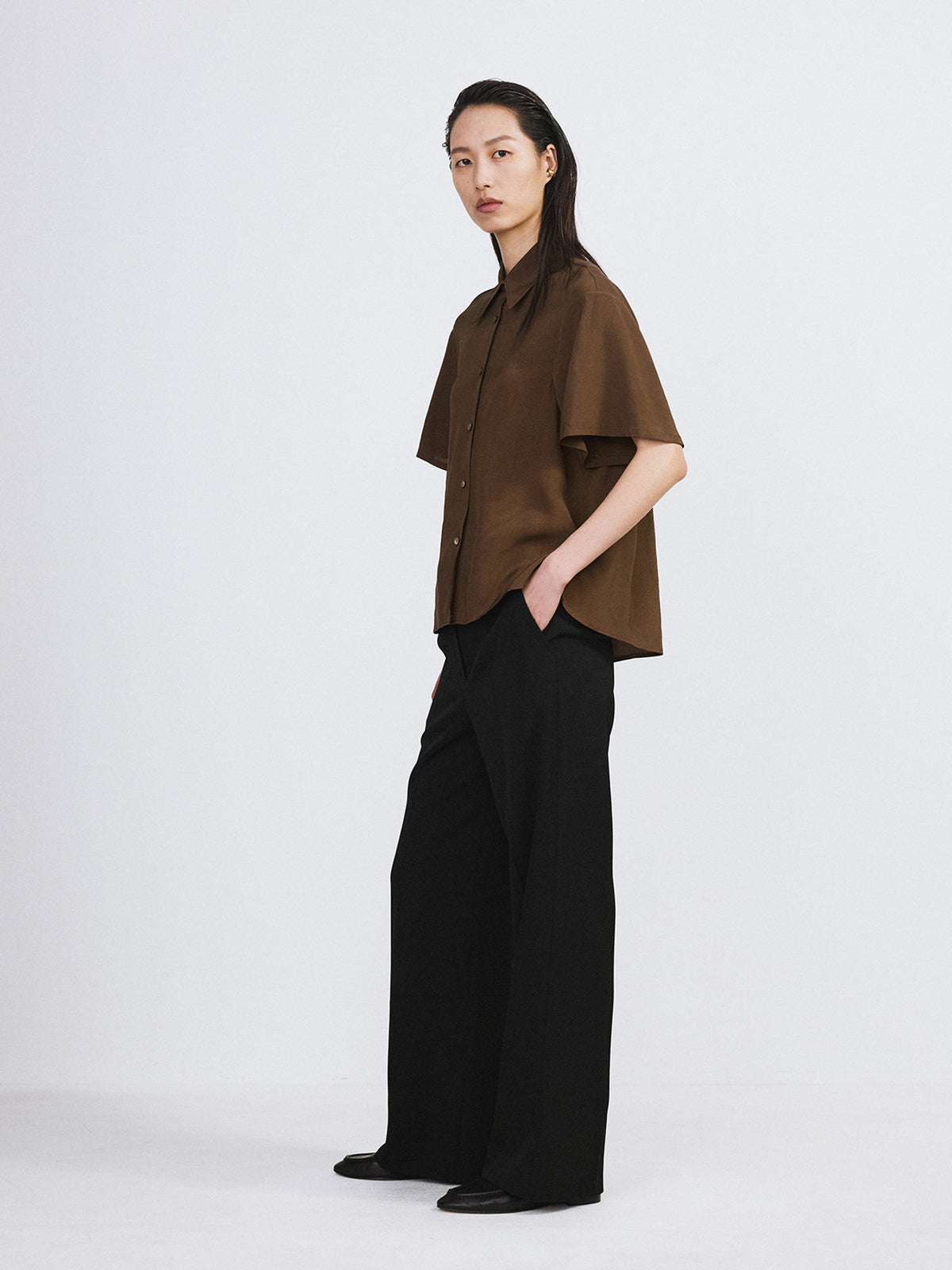 Wide Fit Straight Pants (Black)