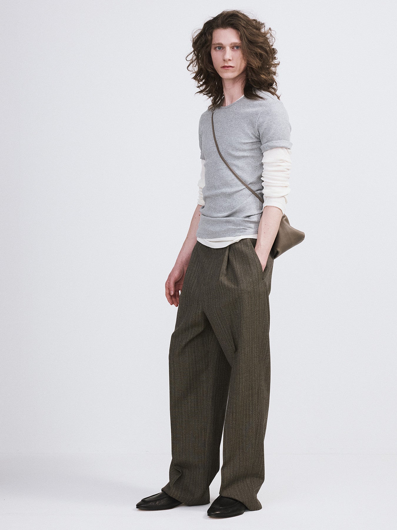 Ribbed Jersey Top (Melange Grey)