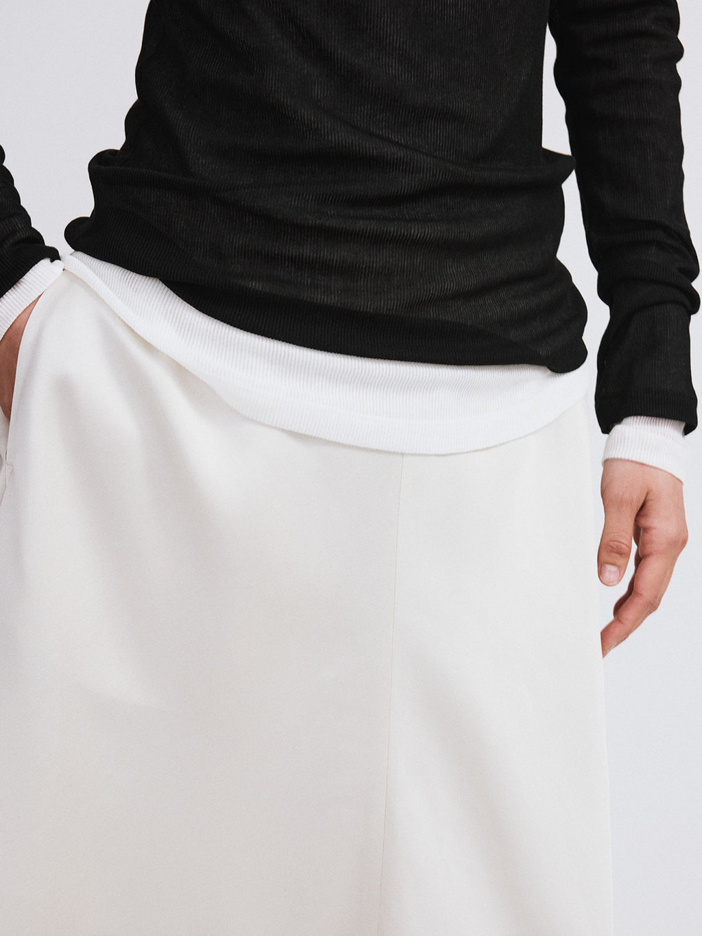 Sheer Jersey Long Sleeve Top (Black)