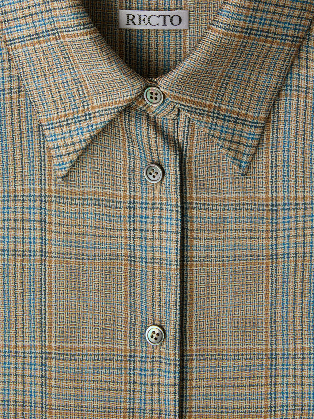 Oversized Vintage Check Shirt (Beige Khaki)