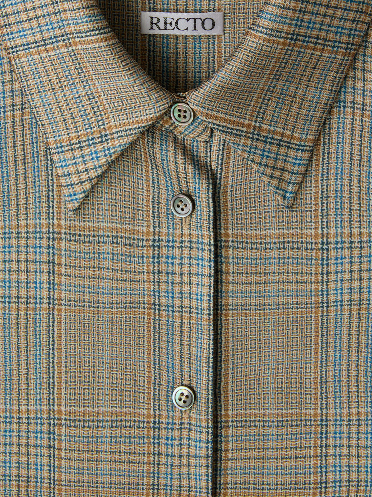 Oversized Vintage Check Shirt (Beige Khaki)