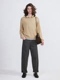 Waffle Collar Knit Top (Beige Khaki)
